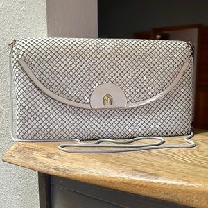 Vintage White Mesh Clutch Or Shoulder Bag